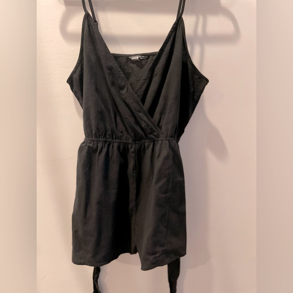 Black shorts romper with belt